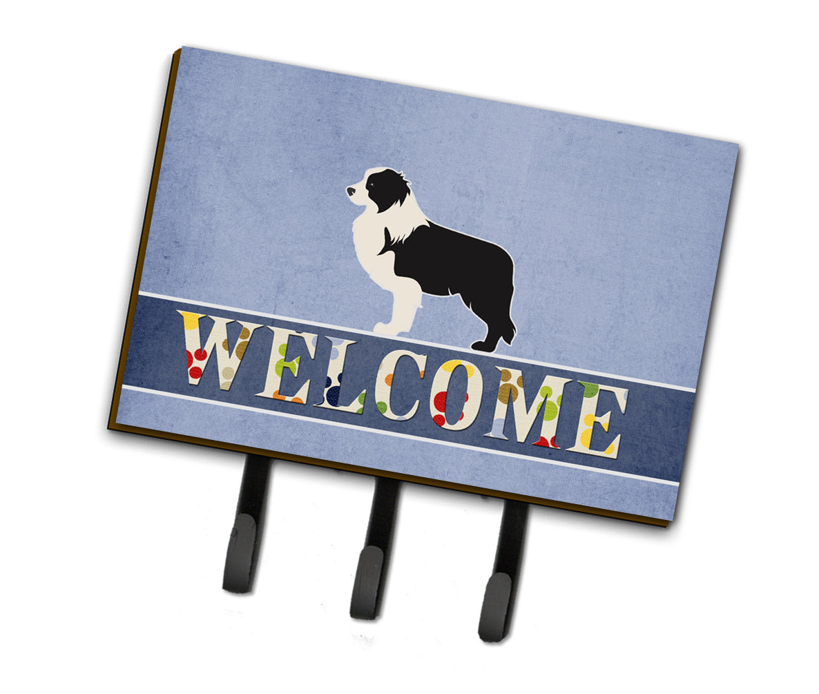 Black Border Collie Welcome Leash or Key Holder BB5527TH68  the-store.com.