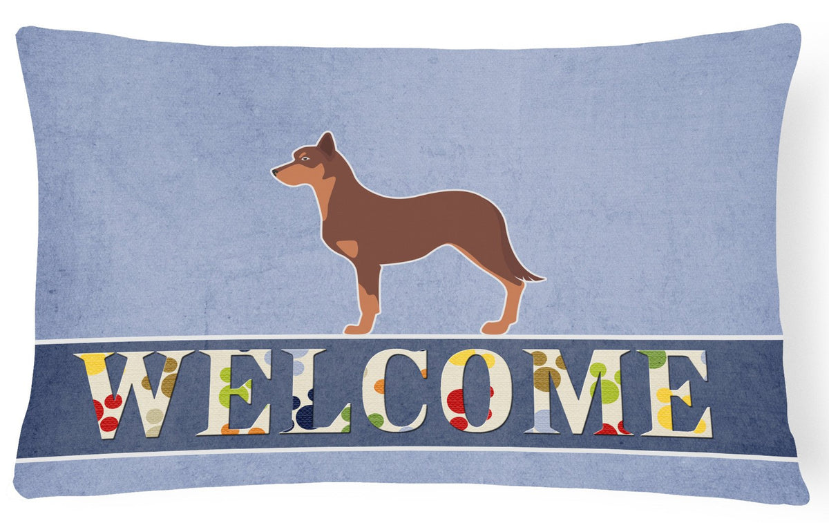 Australian Kelpie Dog Welcome Canvas Fabric Decorative Pillow BB5533PW1216 by Caroline&#39;s Treasures