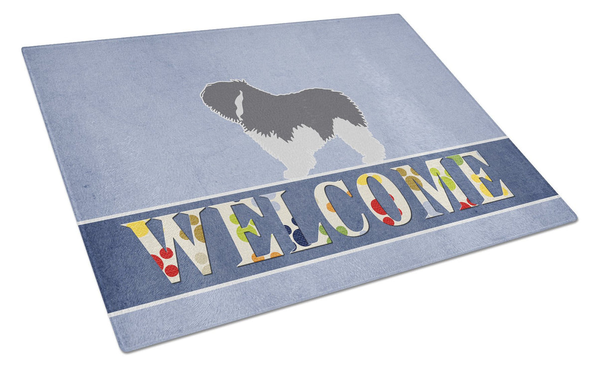 Polish Lowland Sheepdog Dog Welcome Glass Cutting Board Large BB5536LCB by Caroline&#39;s Treasures