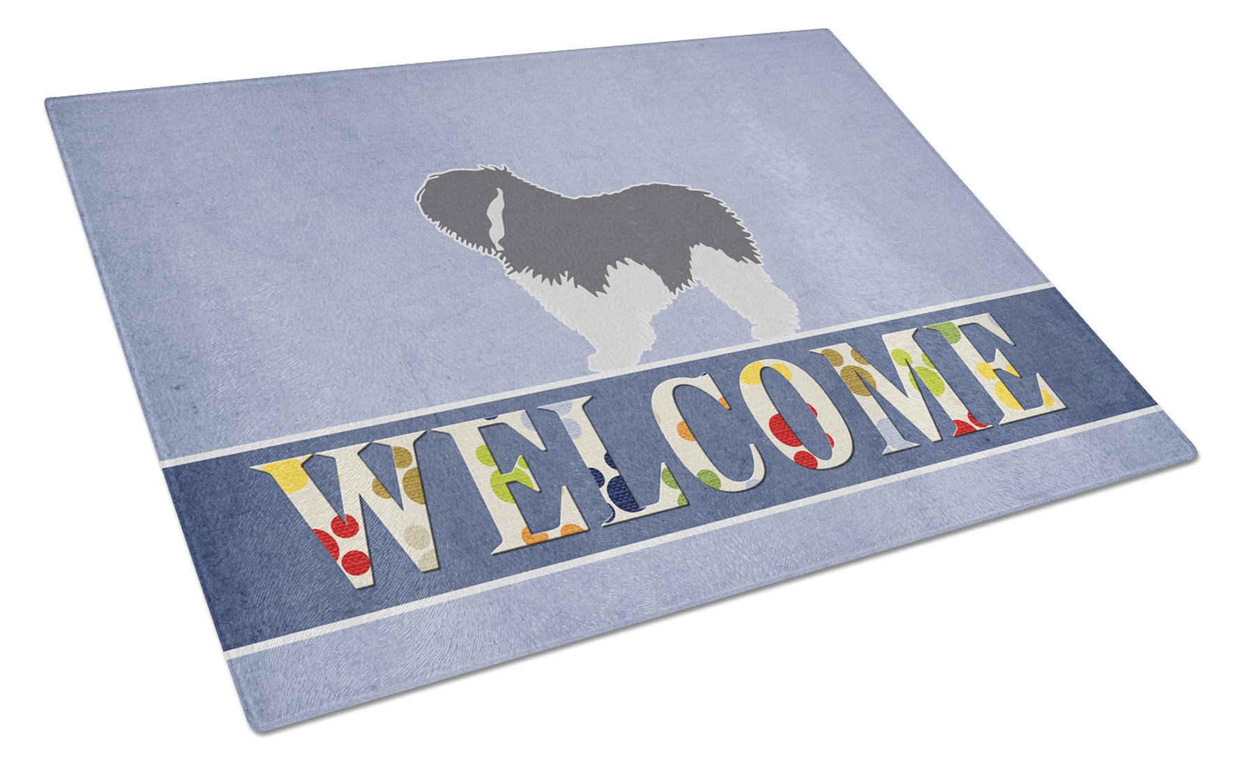 Polish Lowland Sheepdog Dog Welcome Glass Cutting Board Large BB5536LCB by Caroline's Treasures