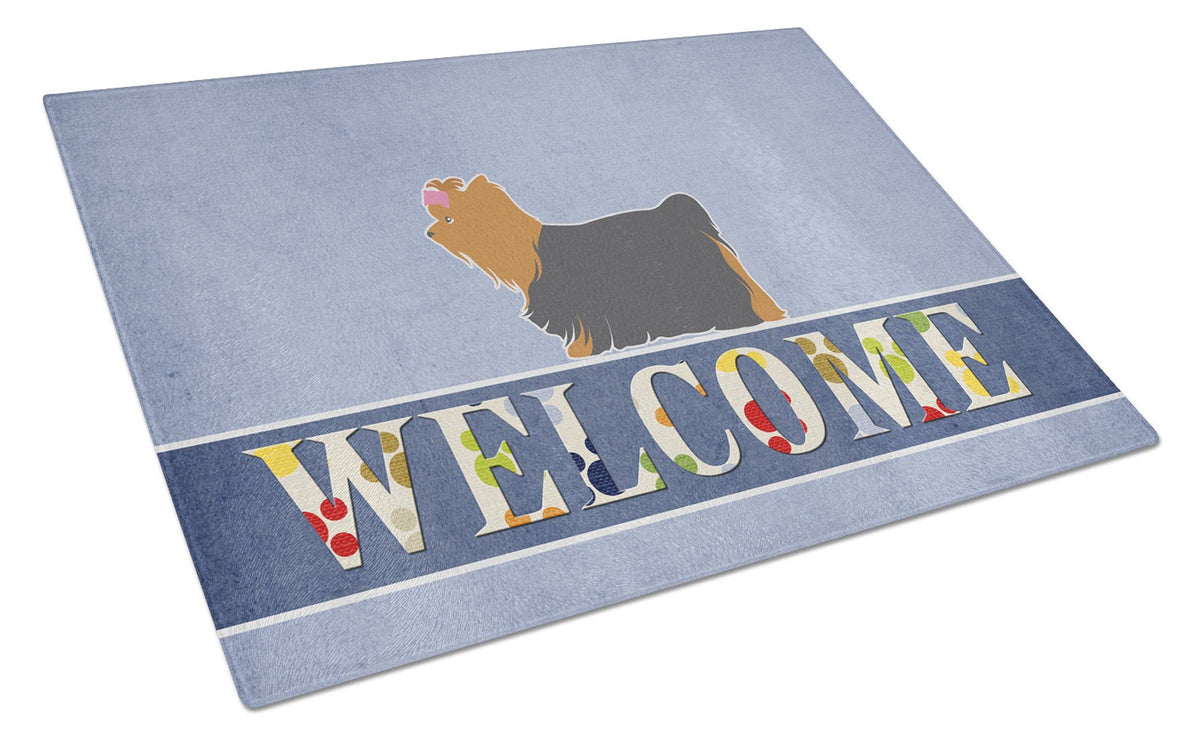 Yorkshire Terrier Yorkie Welcome Glass Cutting Board Large BB5538LCB by Caroline&#39;s Treasures