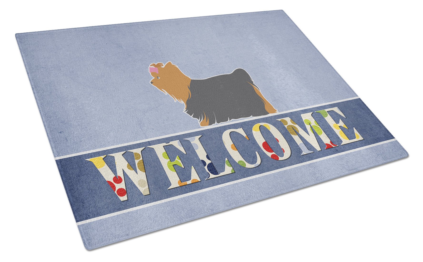 Yorkshire Terrier Yorkie Welcome Glass Cutting Board Large BB5538LCB by Caroline's Treasures