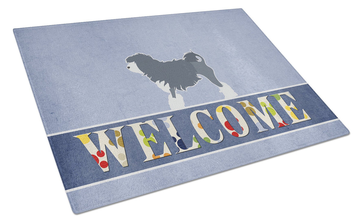 Lowchen Welcome Glass Cutting Board Large BB5539LCB by Caroline&#39;s Treasures