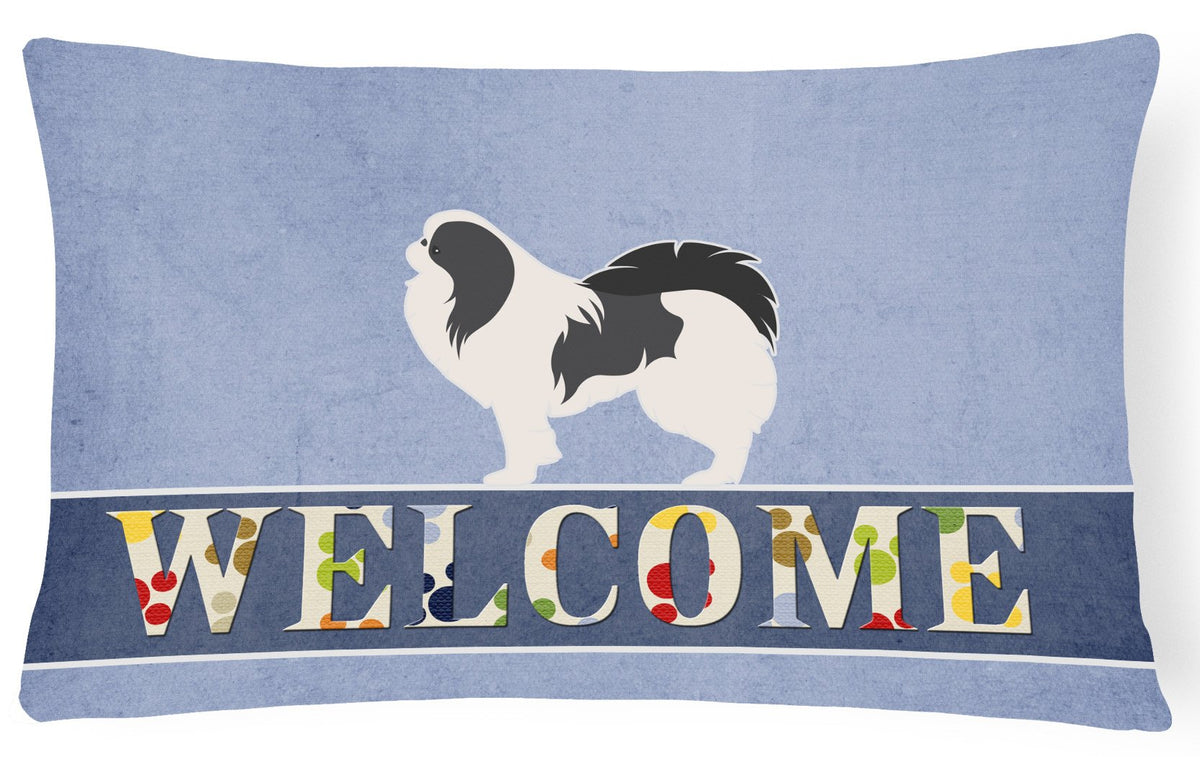 Japanese Chin Welcome Canvas Fabric Decorative Pillow BB5541PW1216 by Caroline&#39;s Treasures
