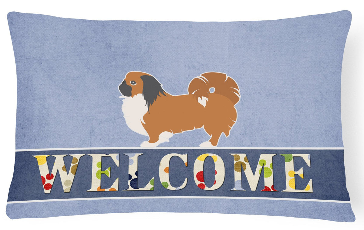 Pekingese Welcome Canvas Fabric Decorative Pillow BB5542PW1216 by Caroline&#39;s Treasures