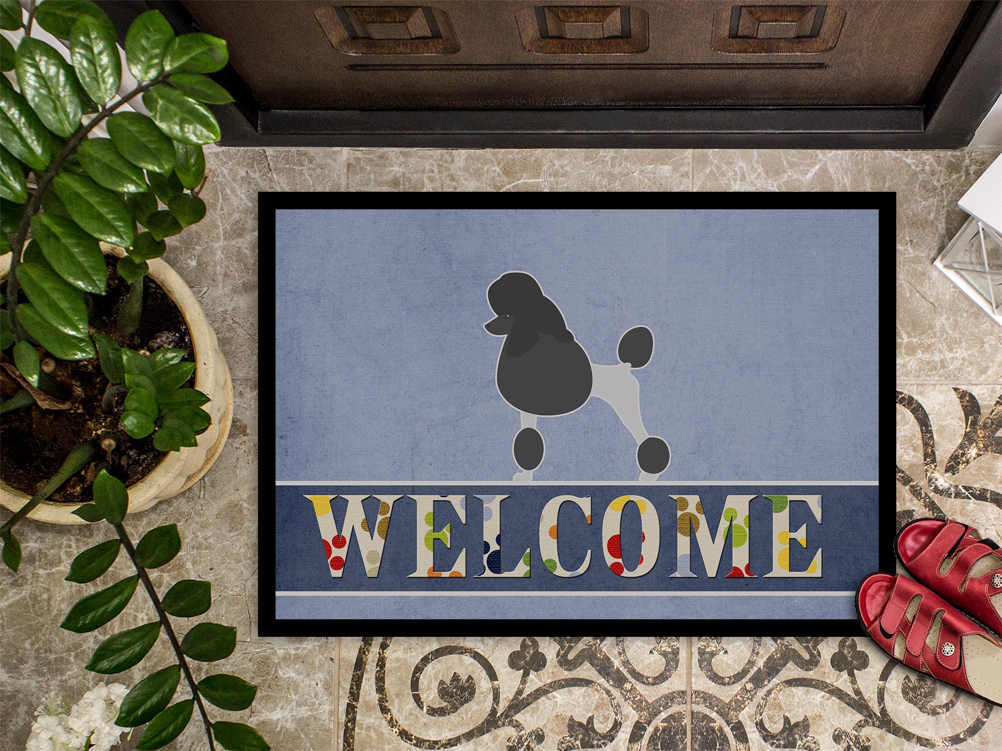 Poodle Welcome Indoor or Outdoor Mat 18x27 BB5543MAT - the-store.com