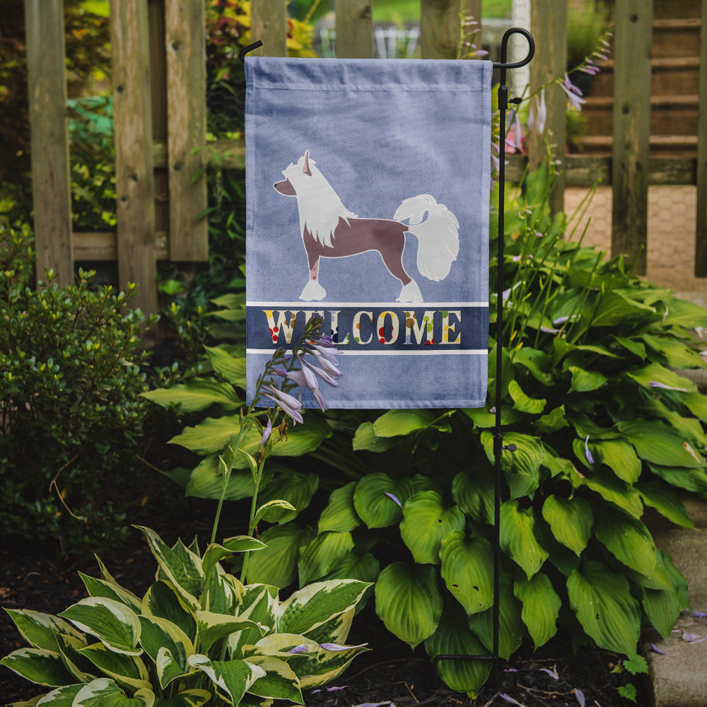 Caroline's Treasures Chinese Crested Welcome Garden Flag - Outdoor Decorative Yard Flag BB5547GF