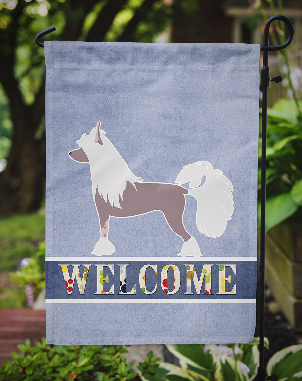 Chinese Crested Welcome Flag Garden Size BB5547GF  the-store.com.