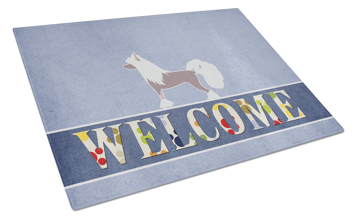 Chinese Crested Welcome Glass Cutting Board Large BB5547LCB by Caroline&#39;s Treasures