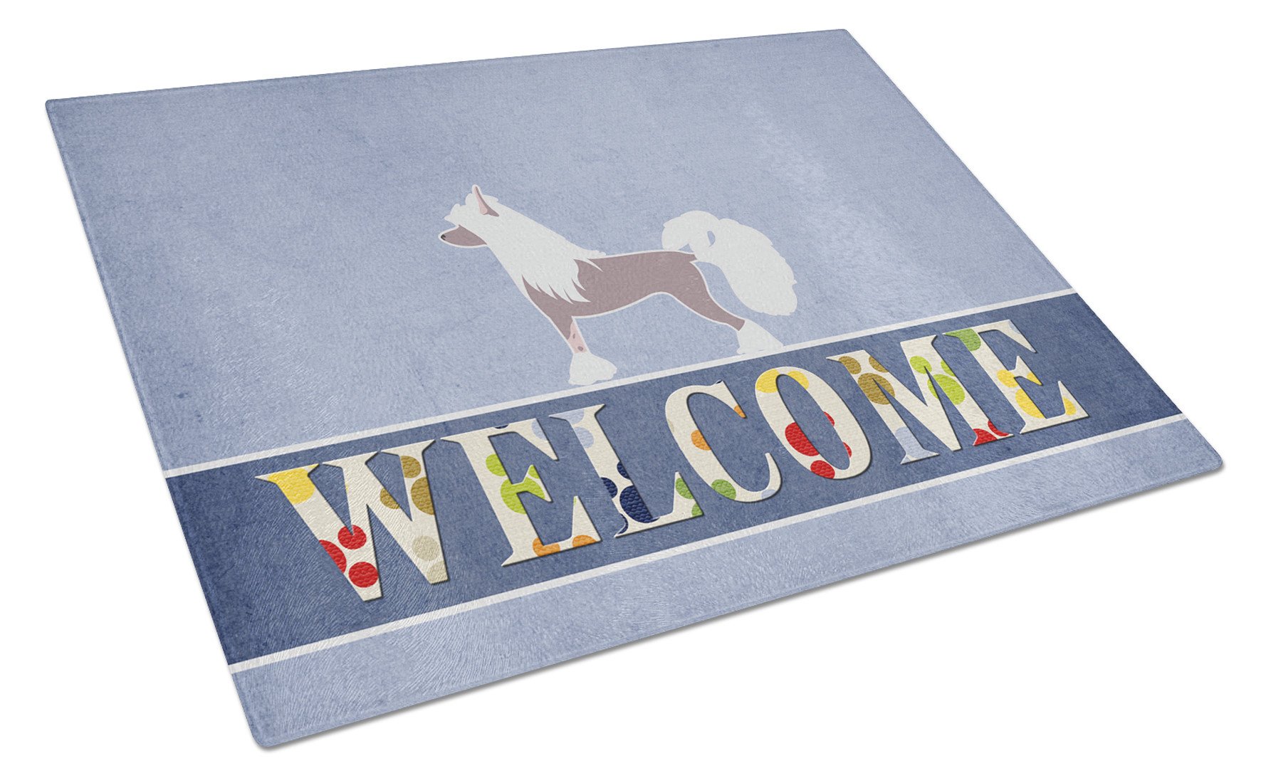 Chinese Crested Welcome Glass Cutting Board Large BB5547LCB by Caroline's Treasures