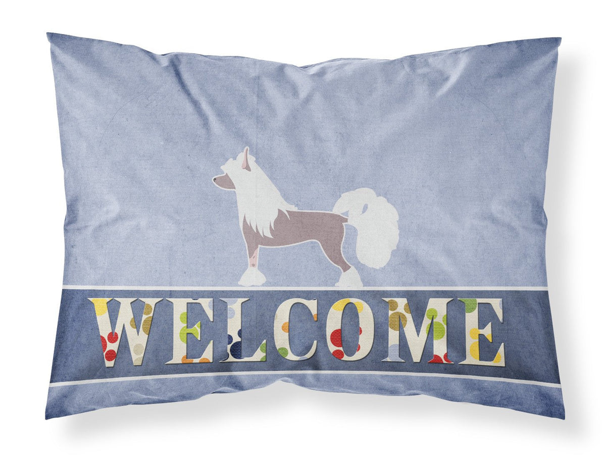 Chinese Crested Welcome Fabric Standard Pillowcase BB5547PILLOWCASE by Caroline&#39;s Treasures