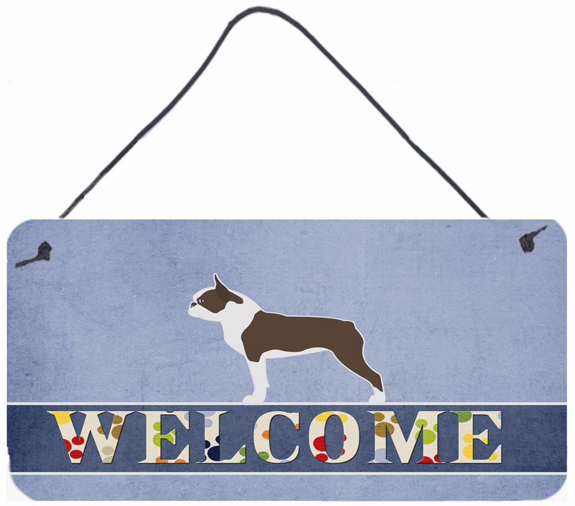 Boston Terrier Welcome Wall or Door Hanging Prints BB5548DS812 by Caroline&#39;s Treasures