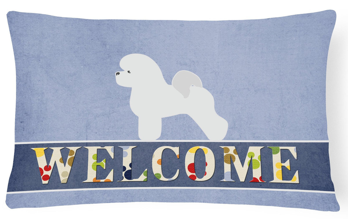 Bichon Frise Welcome Canvas Fabric Decorative Pillow BB5549PW1216 by Caroline&#39;s Treasures