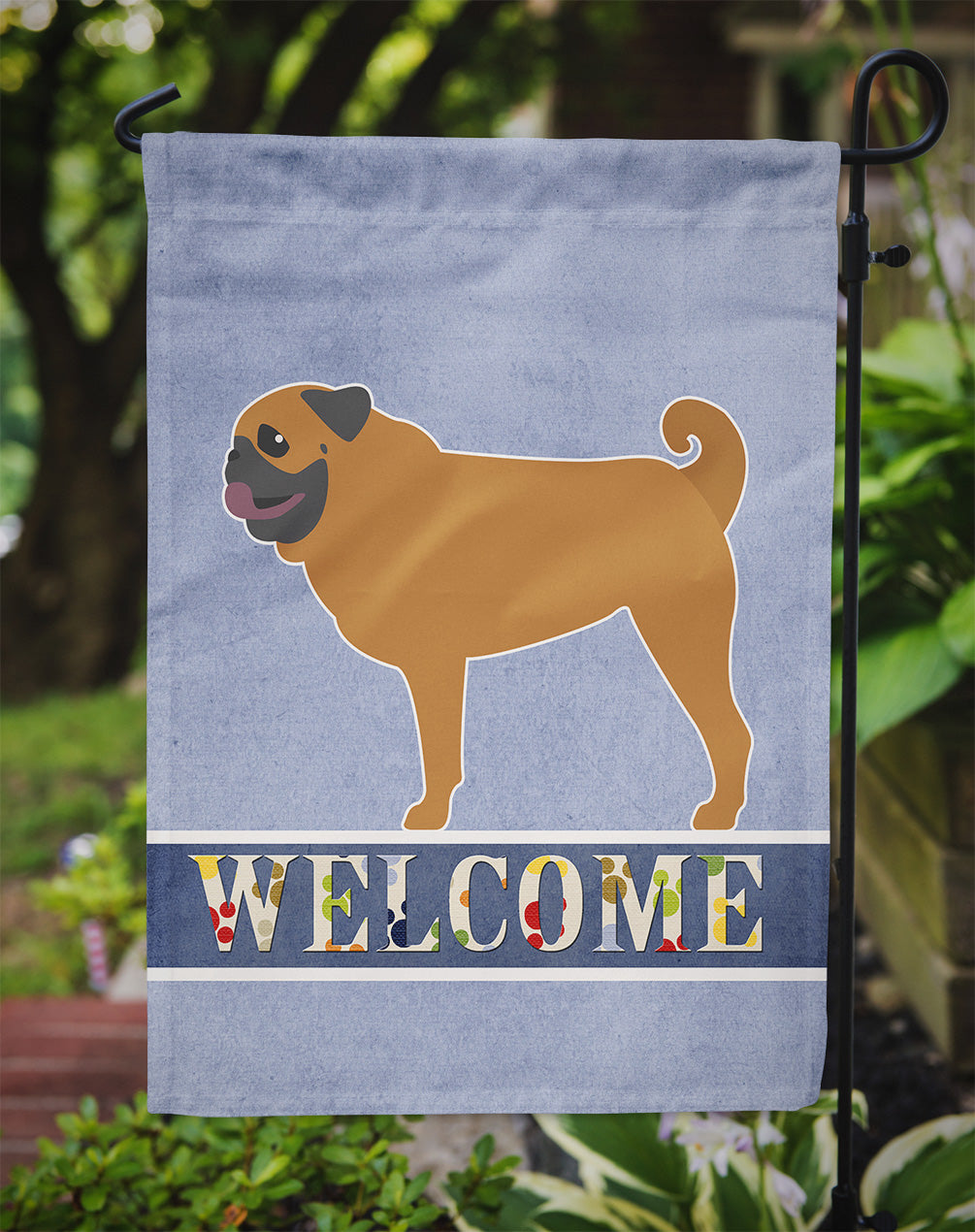 Pug Welcome Flag Garden Size BB5551GF