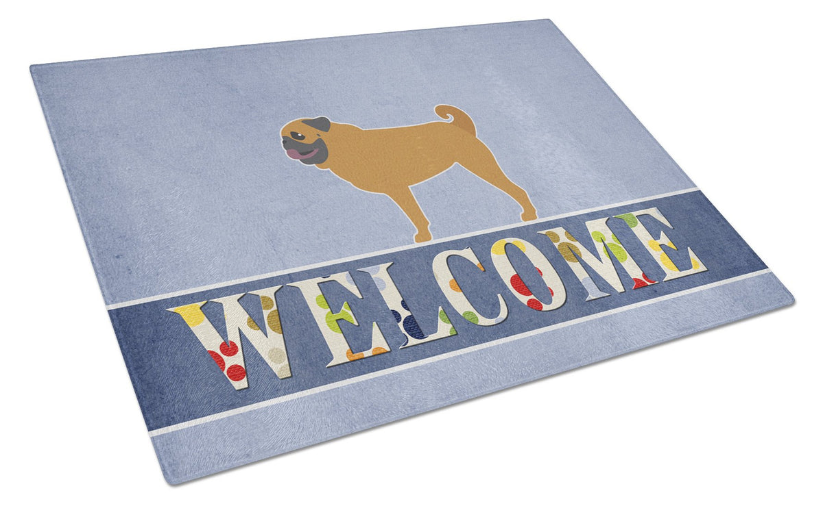 Pug Welcome Glass Cutting Board Large BB5551LCB by Caroline&#39;s Treasures