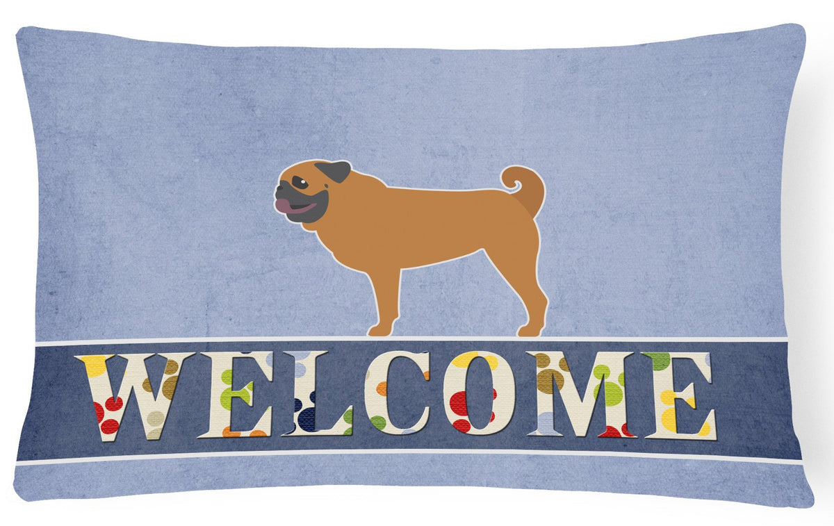Pug Welcome Canvas Fabric Decorative Pillow BB5551PW1216 by Caroline&#39;s Treasures