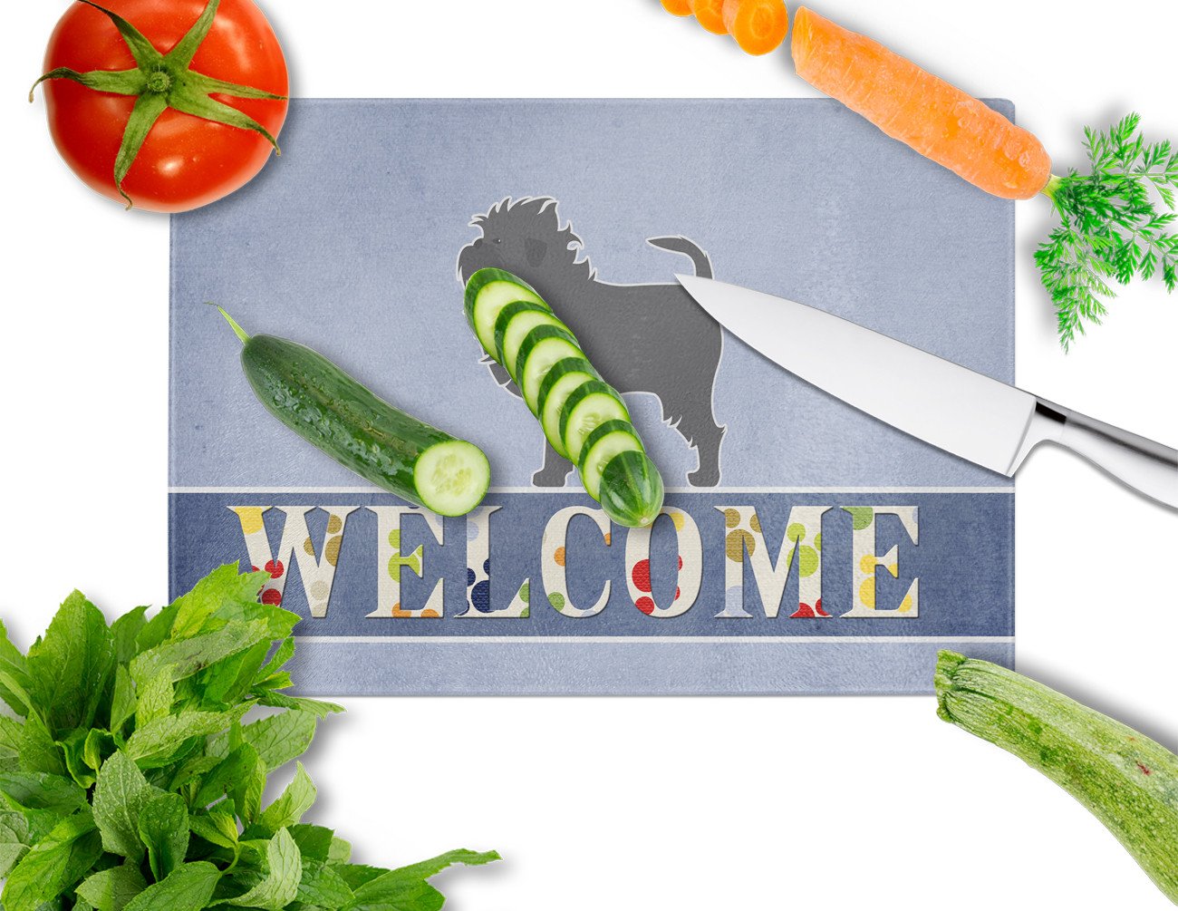 Affenpinscher Welcome Glass Cutting Board Large BB5552LCB by Caroline's Treasures