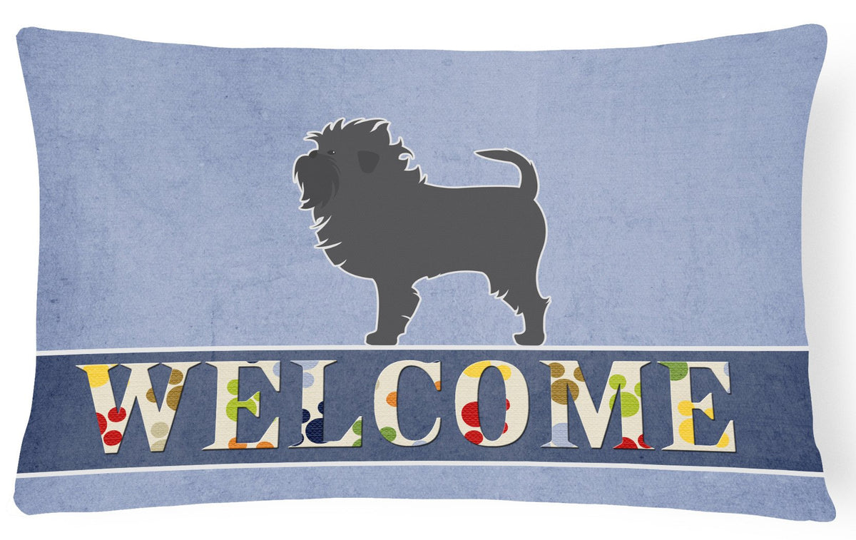 Affenpinscher Welcome Canvas Fabric Decorative Pillow BB5552PW1216 by Caroline&#39;s Treasures