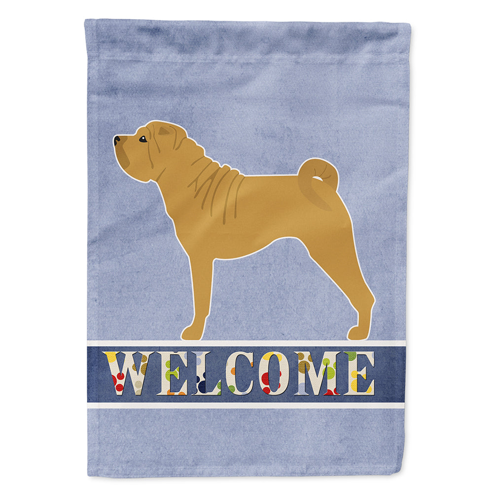 Shar Pei Merry Welcome Flag Canvas House Size BB5556CHF  the-store.com.