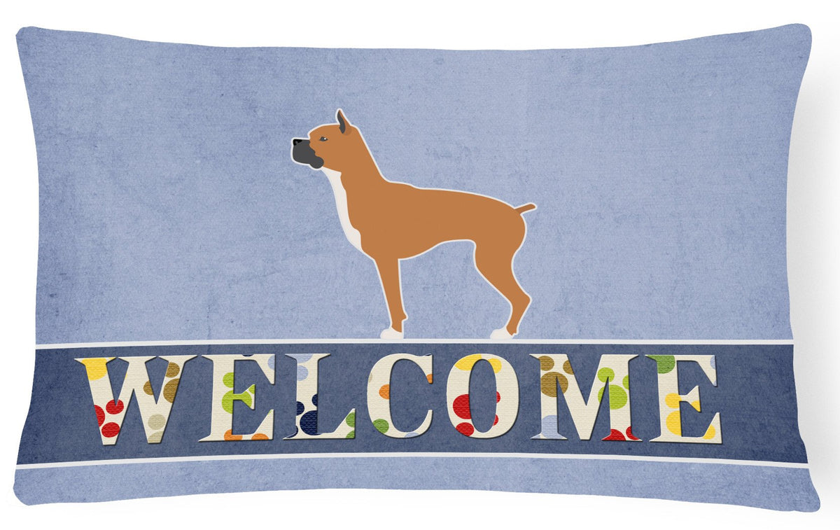 Boxer Welcome Canvas Fabric Decorative Pillow BB5557PW1216 by Caroline&#39;s Treasures