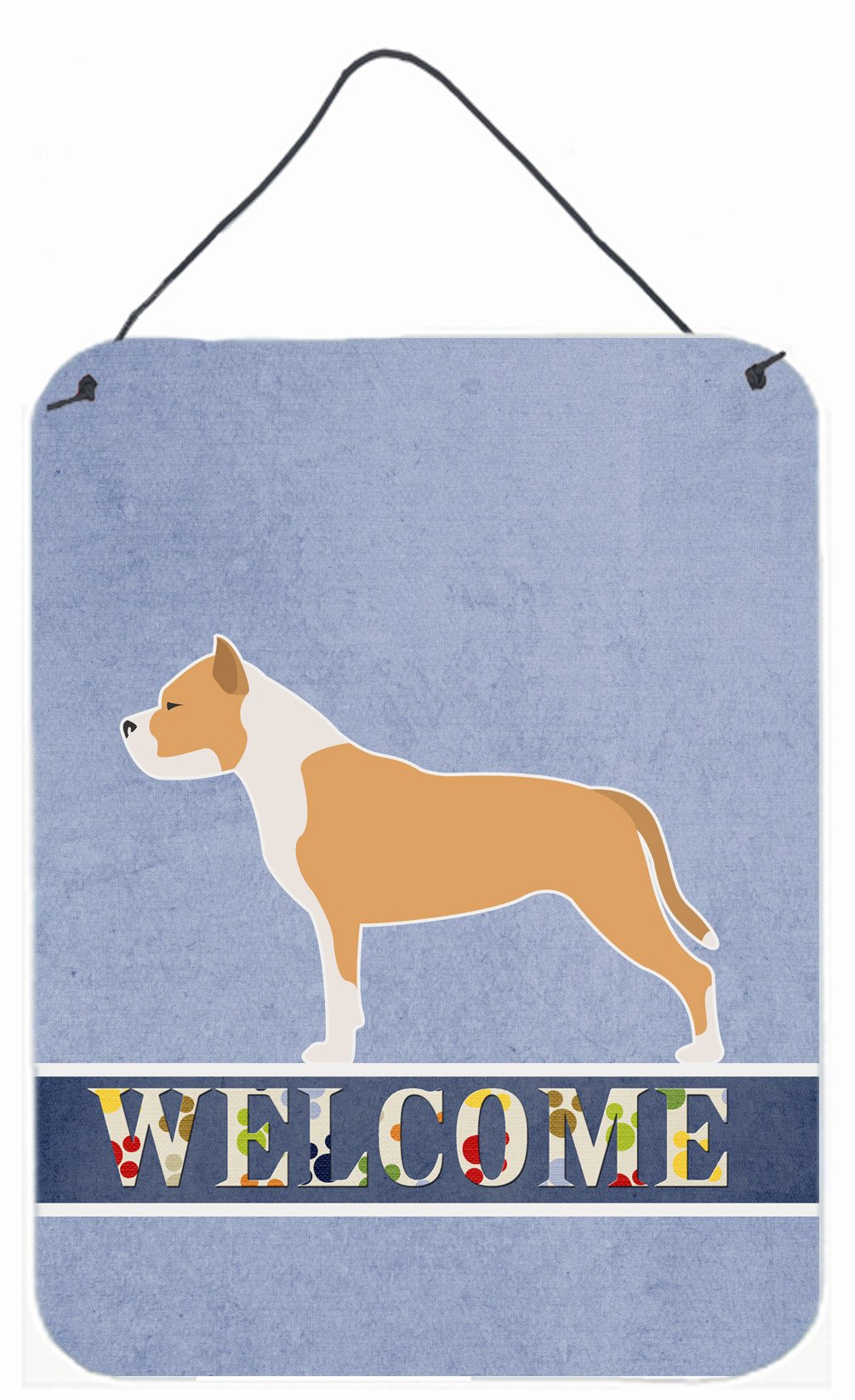Staffordshire Bull Terrier Welcome Wall or Door Hanging Prints BB5558DS1216 by Caroline&#39;s Treasures