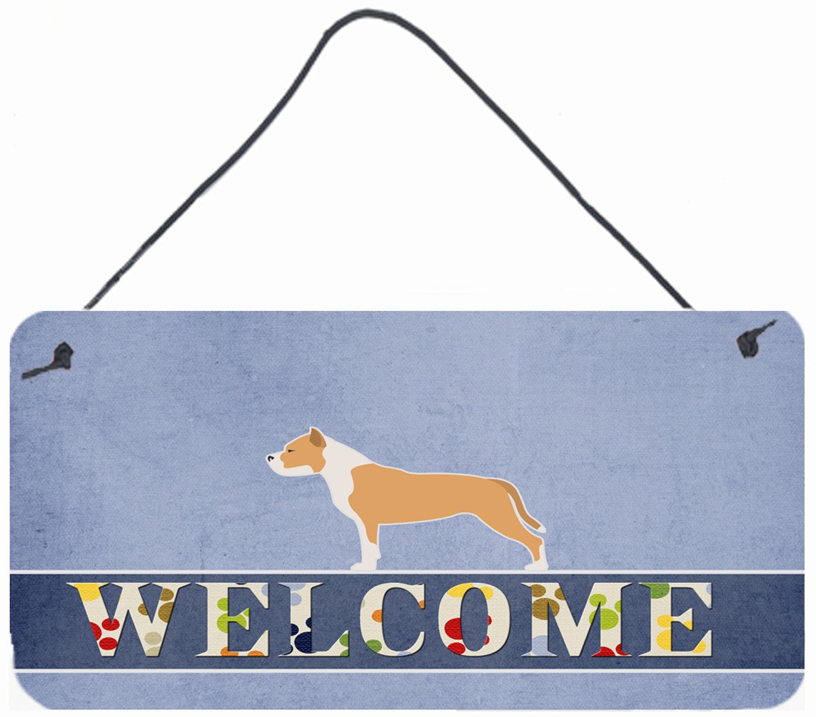 Staffordshire Bull Terrier Welcome Wall or Door Hanging Prints BB5558DS812 by Caroline's Treasures