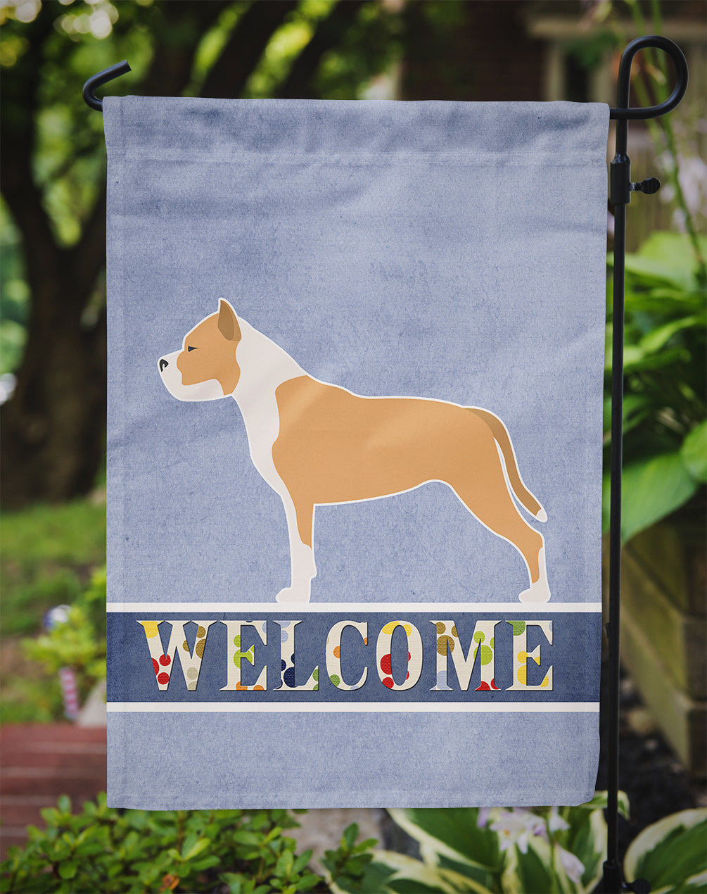Staffordshire Bull Terrier Welcome Flag Garden Size BB5558GF  the-store.com.