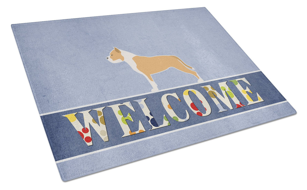 Staffordshire Bull Terrier Welcome Glass Cutting Board Large BB5558LCB by Caroline&#39;s Treasures