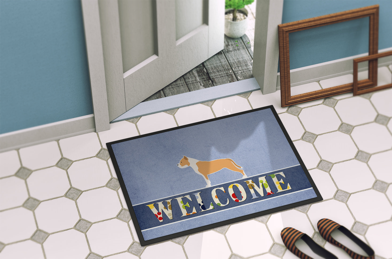 Staffordshire Bull Terrier Welcome Indoor or Outdoor Mat 18x27 BB5558MAT - the-store.com