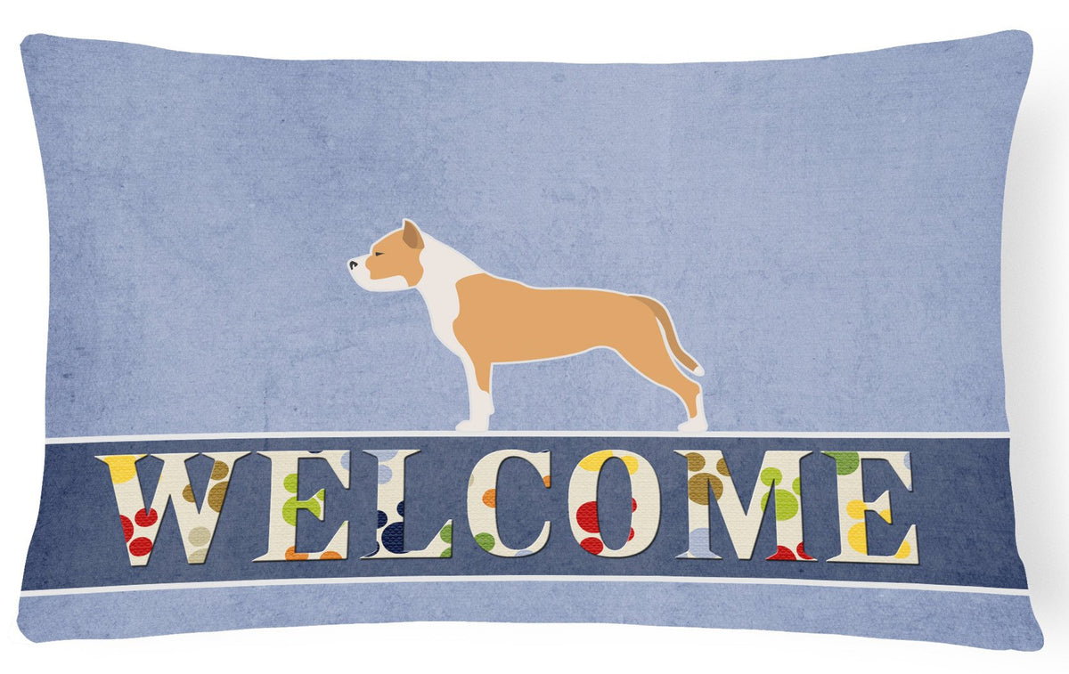 Staffordshire Bull Terrier Welcome Canvas Fabric Decorative Pillow BB5558PW1216 by Caroline&#39;s Treasures