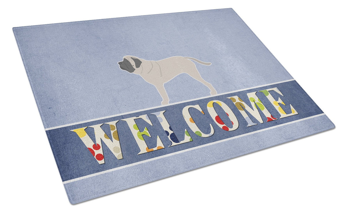 English Mastiff Welcome Glass Cutting Board Large BB5560LCB by Caroline&#39;s Treasures