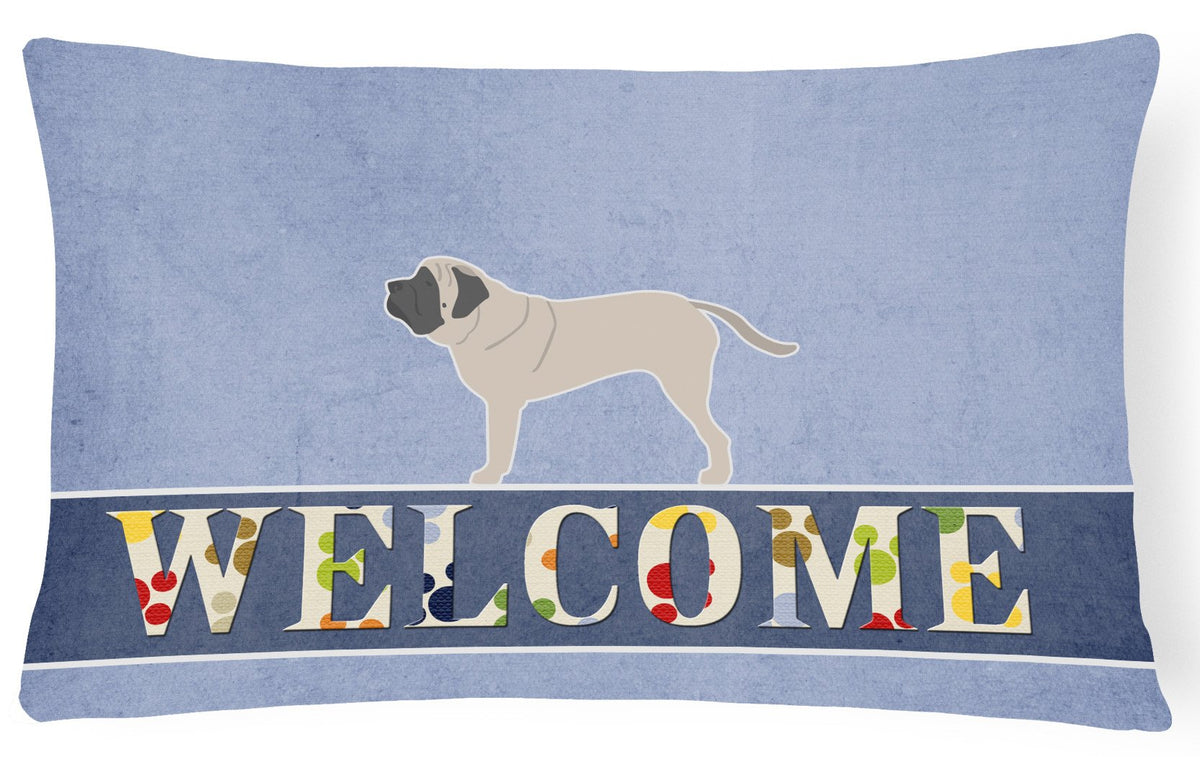 English Mastiff Welcome Canvas Fabric Decorative Pillow BB5560PW1216 by Caroline&#39;s Treasures