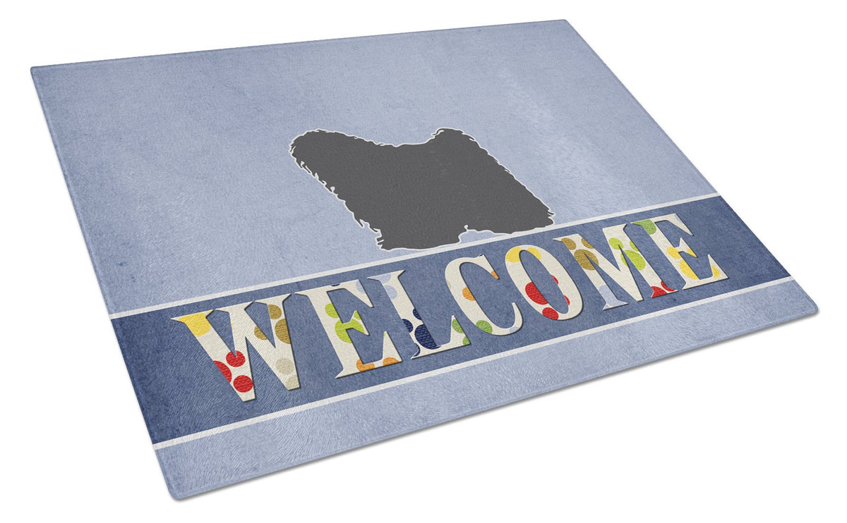 Puli Welcome Glass Cutting Board Large BB5567LCB by Caroline&#39;s Treasures