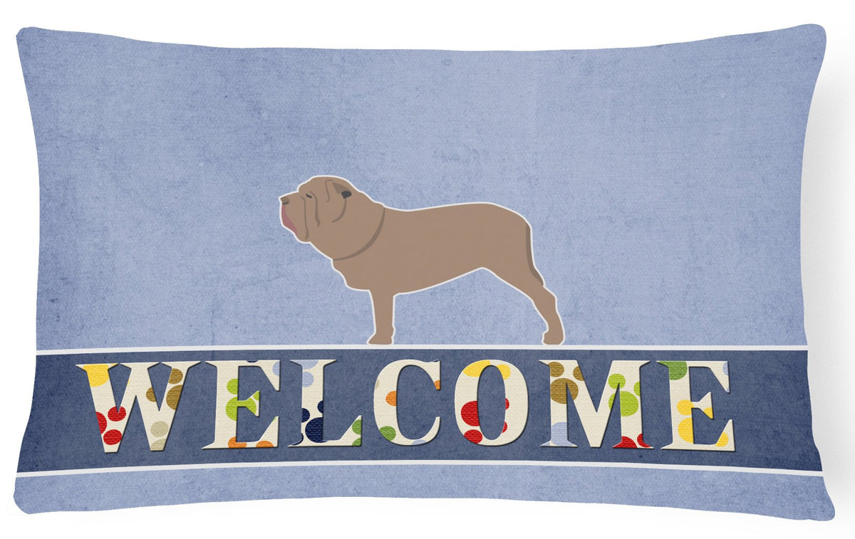 Neapolitan Mastiff Welcome Canvas Fabric Decorative Pillow BB5569PW1216 by Caroline&#39;s Treasures