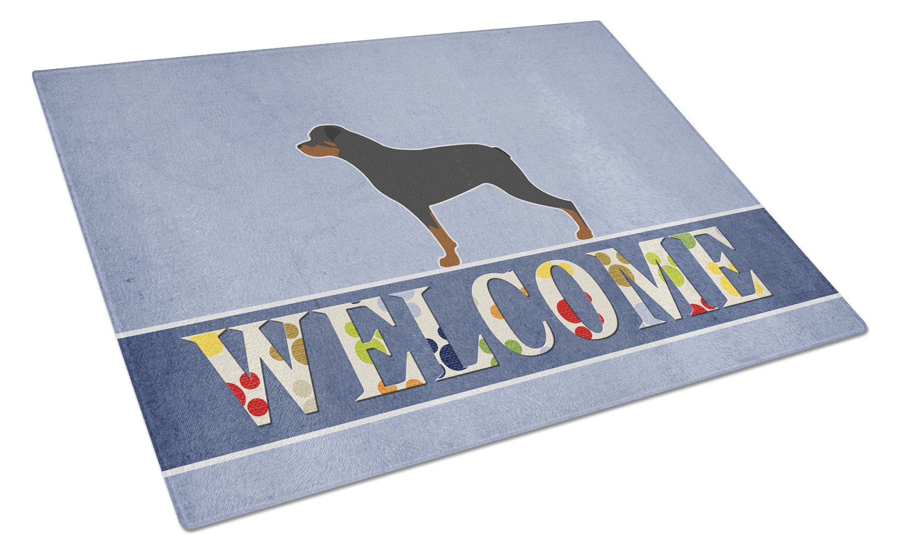 Rottweiler Welcome Glass Cutting Board Large BB5570LCB by Caroline's Treasures