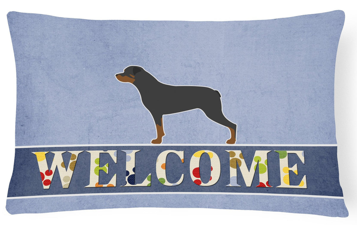 Rottweiler Welcome Canvas Fabric Decorative Pillow BB5570PW1216 by Caroline&#39;s Treasures