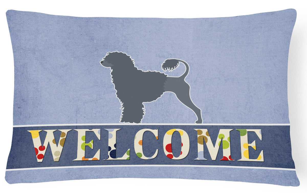 Portuguese Water Dog Welcome Canvas Fabric Decorative Pillow BB5572PW1216 by Caroline&#39;s Treasures