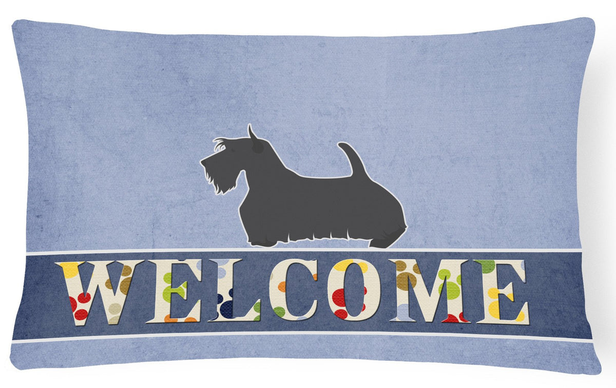 Scottish Terrier Welcome Canvas Fabric Decorative Pillow BB5573PW1216 by Caroline&#39;s Treasures