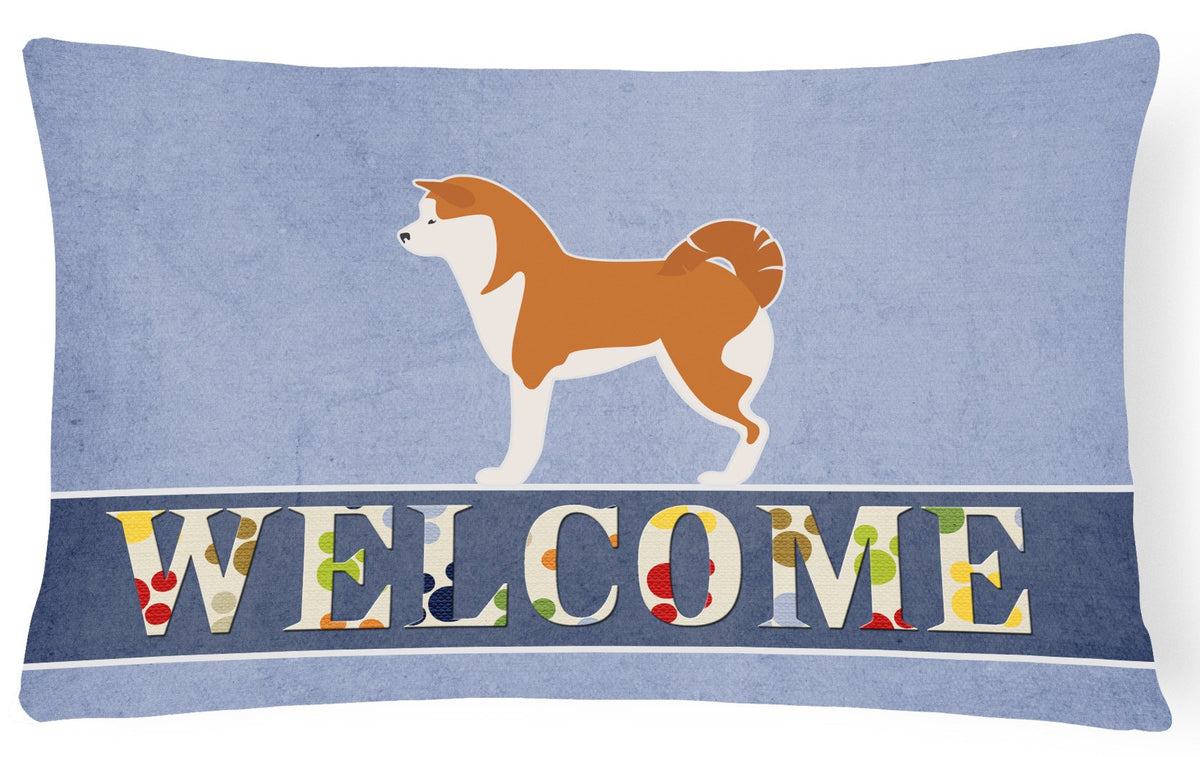 Akita Welcome Canvas Fabric Decorative Pillow BB5576PW1216 by Caroline&#39;s Treasures