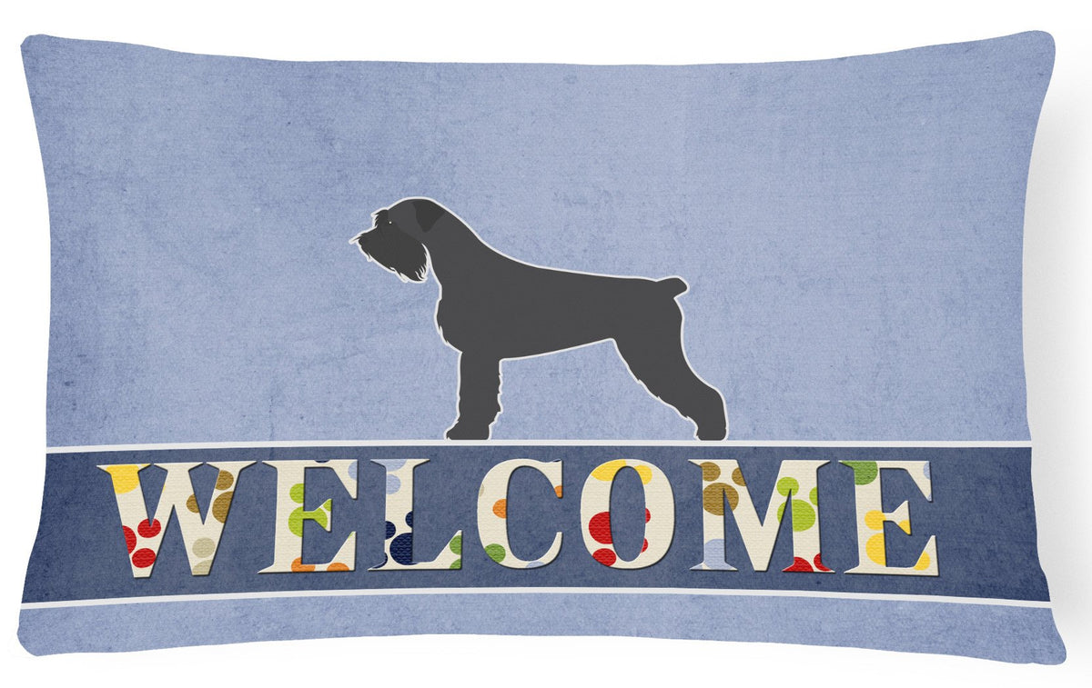 Giant Schnauzer Welcome Canvas Fabric Decorative Pillow BB5577PW1216 by Caroline&#39;s Treasures