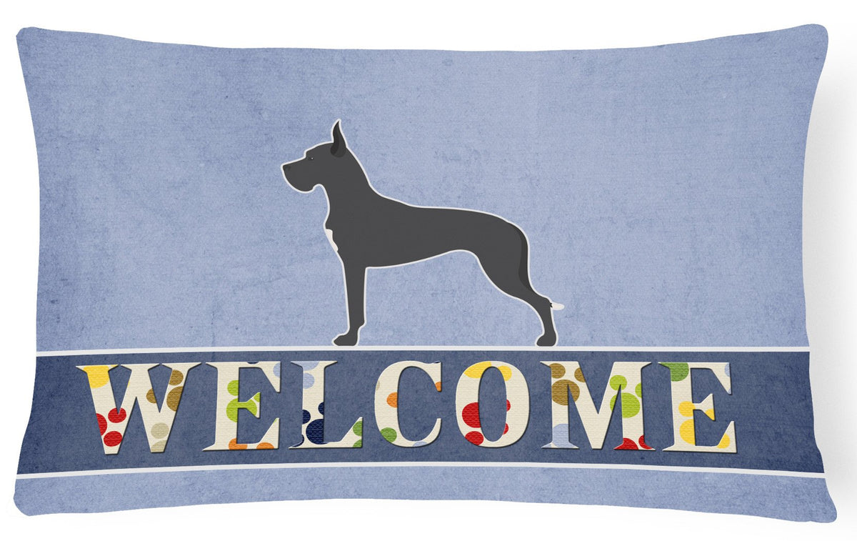 Great Dane Welcome Canvas Fabric Decorative Pillow BB5579PW1216 by Caroline&#39;s Treasures