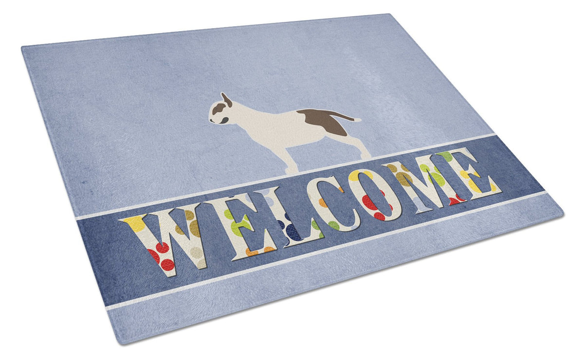 Bull Terrier Welcome Glass Cutting Board Large BB5582LCB by Caroline&#39;s Treasures