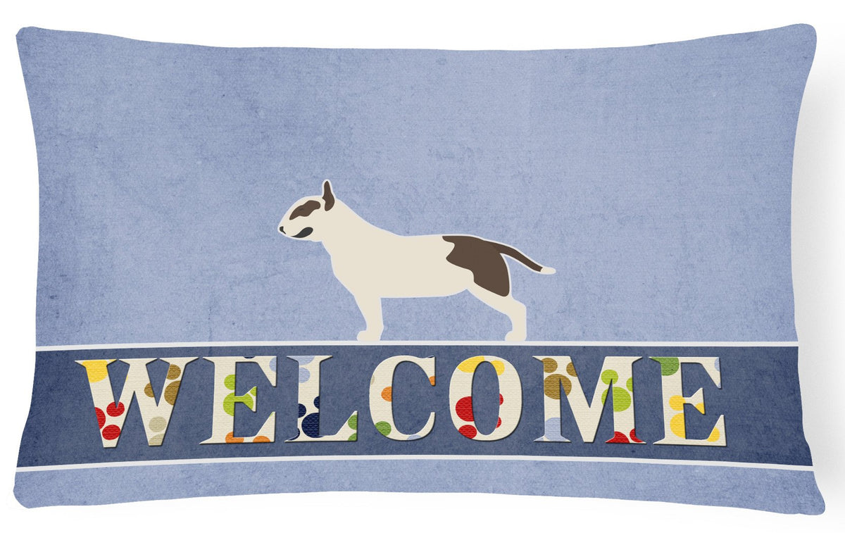 Bull Terrier Welcome Canvas Fabric Decorative Pillow BB5582PW1216 by Caroline&#39;s Treasures
