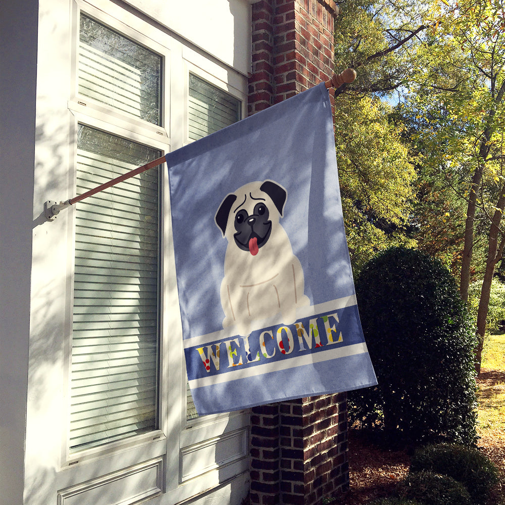 Pug Cream Welcome Flag Canvas House Size BB5585CHF