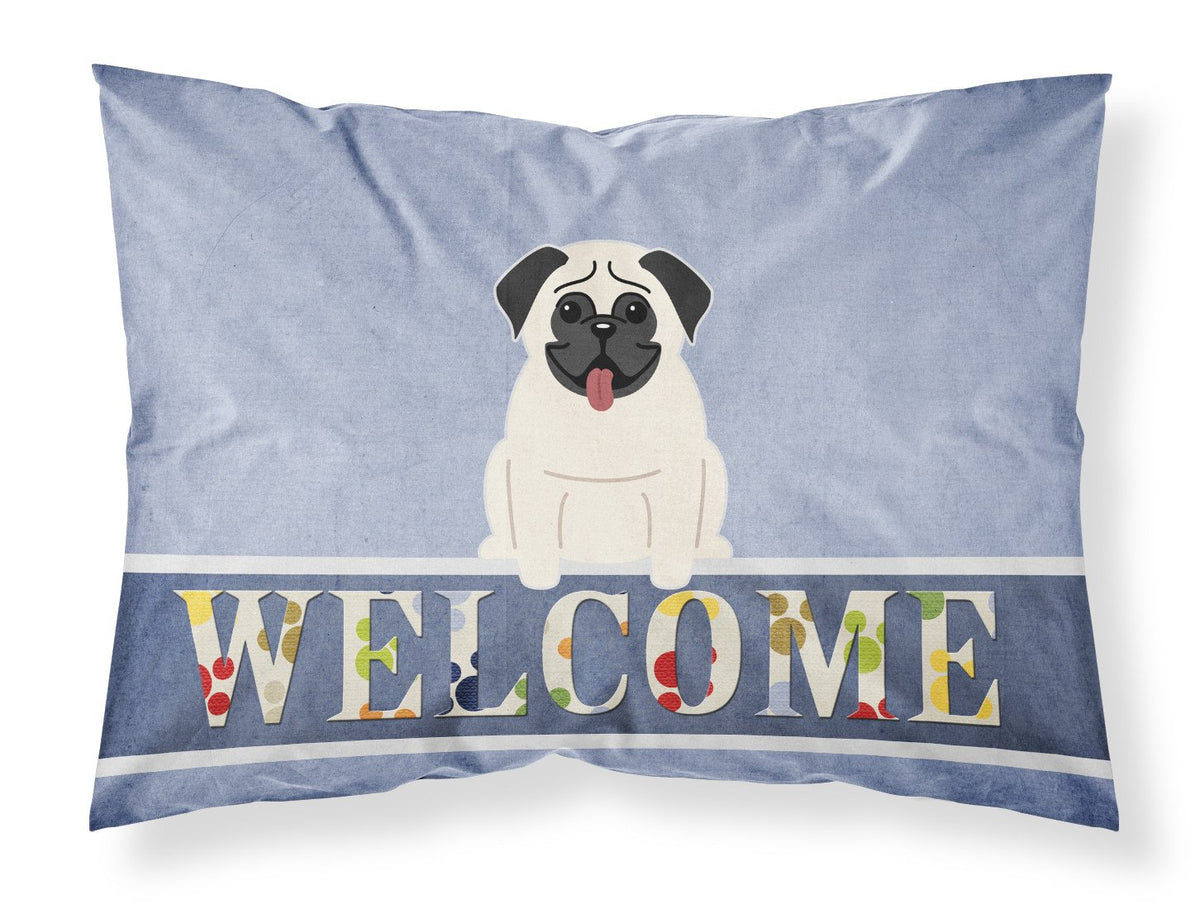 Pug Cream Welcome Fabric Standard Pillowcase BB5585PILLOWCASE by Caroline&#39;s Treasures
