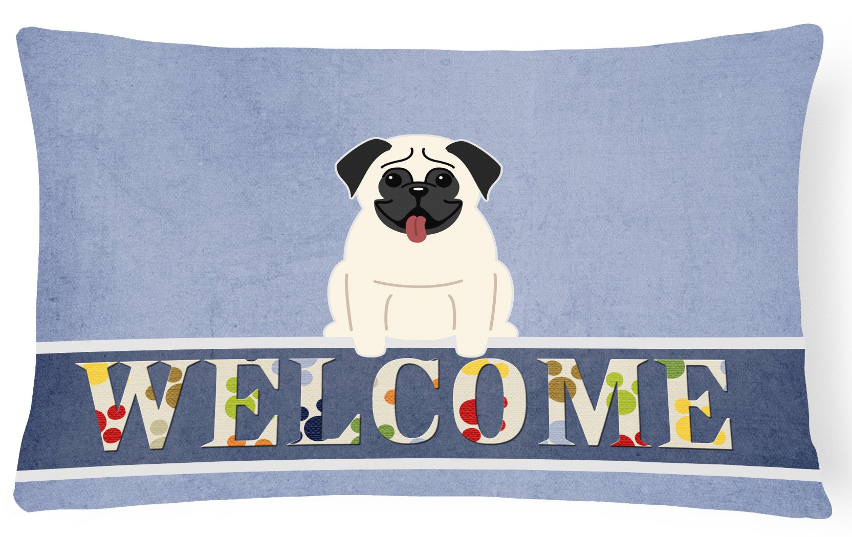 Pug Cream Welcome Canvas Fabric Decorative Pillow BB5585PW1216 by Caroline's Treasures