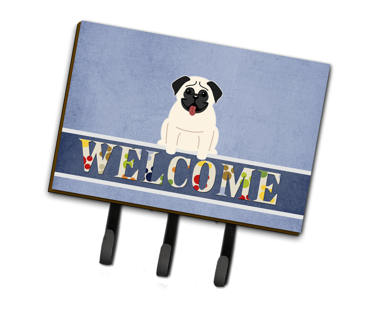 Pug Cream Welcome Leash or Key Holder BB5585TH68  the-store.com.