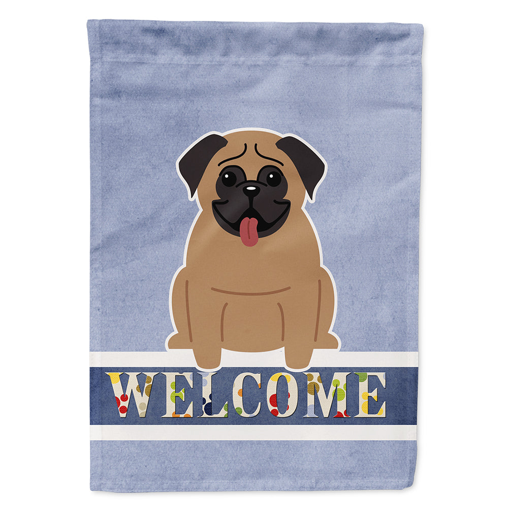 Pug Brown Welcome Flag Canvas House Size BB5586CHF