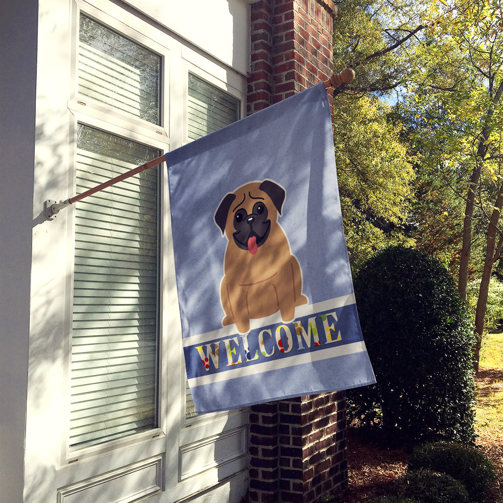 Pug Brown Welcome Flag Canvas House Size BB5586CHF