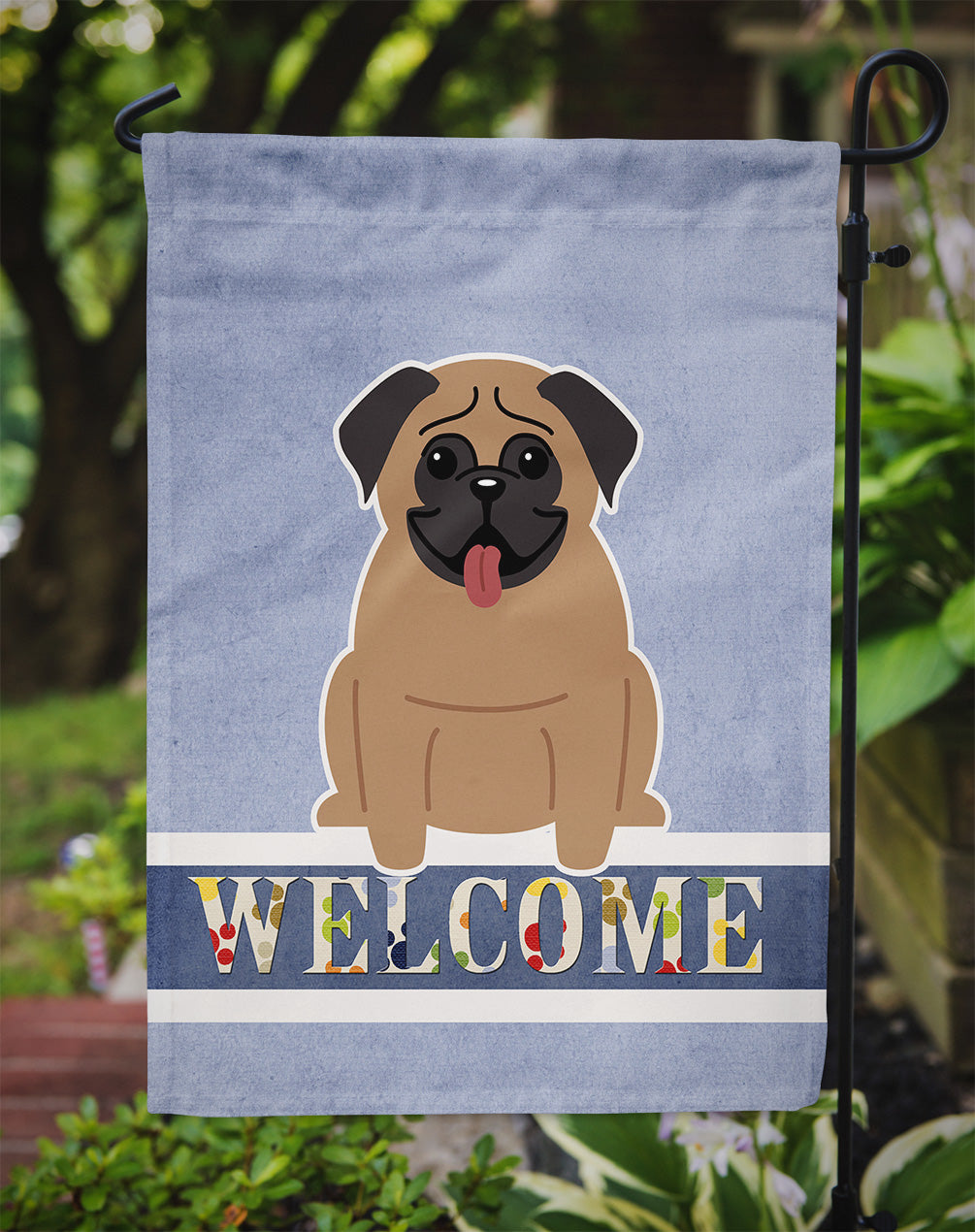 Pug Brown Welcome Flag Garden Size BB5586GF  the-store.com.
